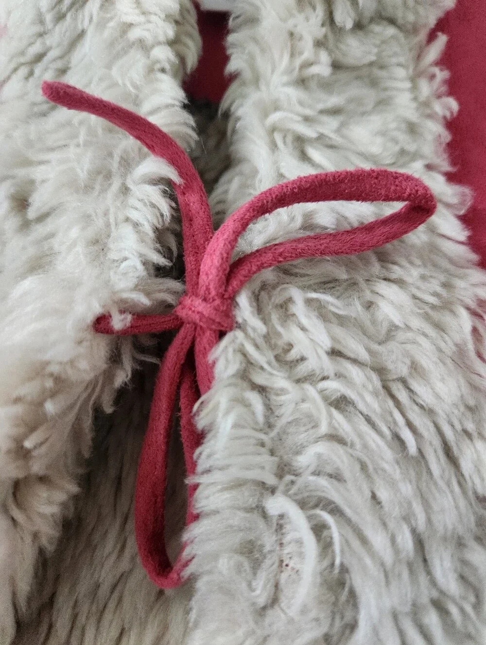 Vintage Janie And Jack Rich Coziness Pink Suede Faux-Fur Trim Vest